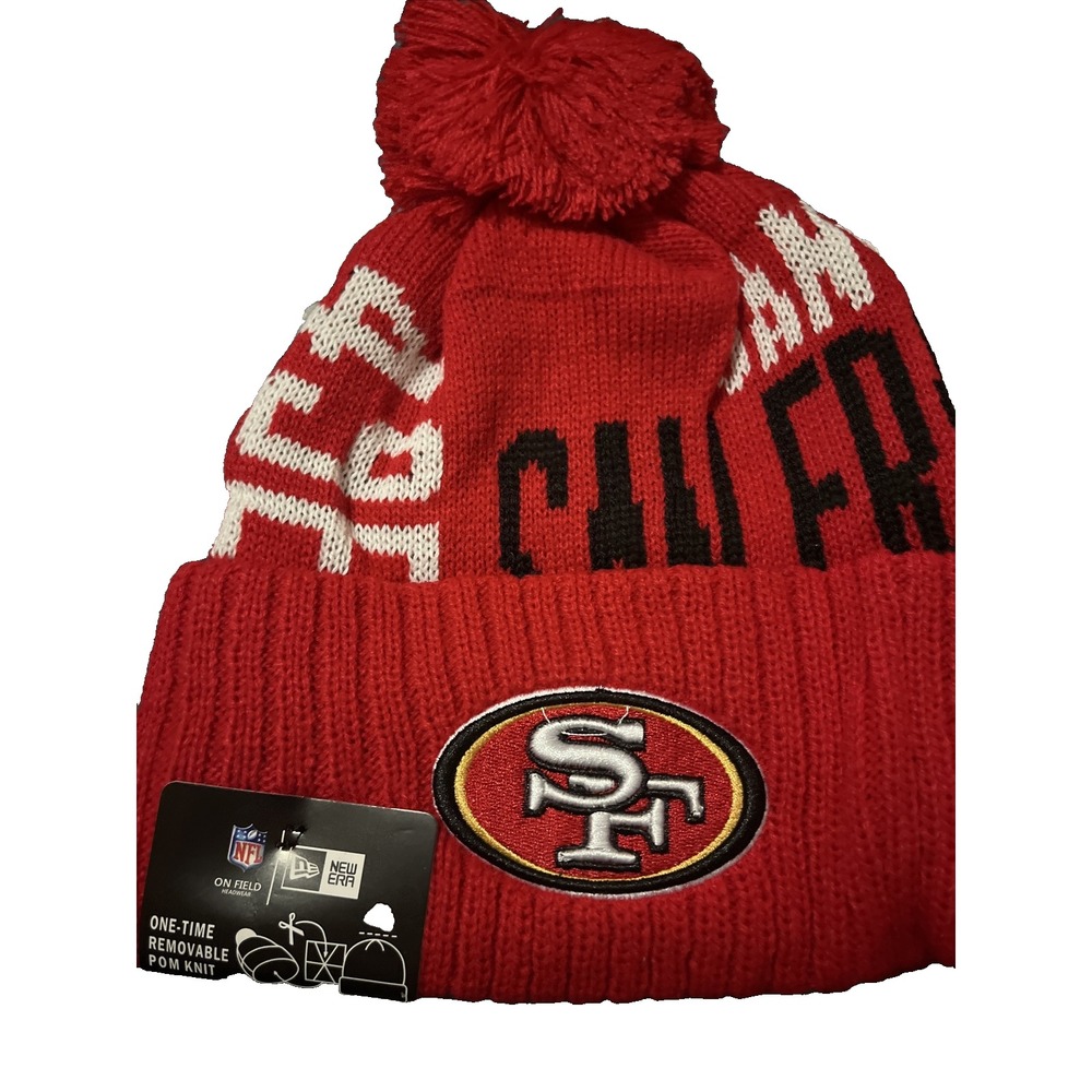 San Francisco 49ers Niners Knit Winter Hat Beanie‎ New Era Cap Pom Fleece NWT